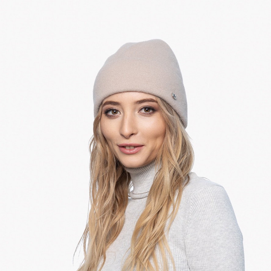 Шапка біні жіноча ангора бежева JUNE 268-029, фото 3