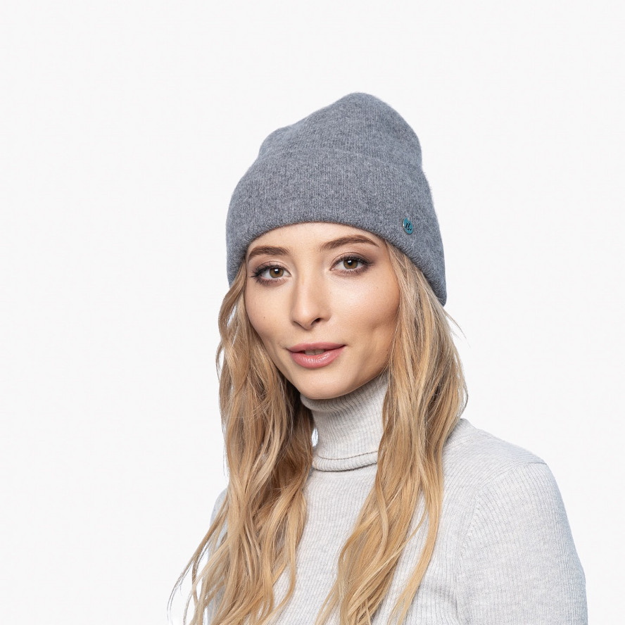 Шапка бини женская ангора серая JUNE 268-036, фото 3