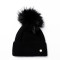 Шапка с помпоном женская шерсть мериноса черная NALINA 321-045
