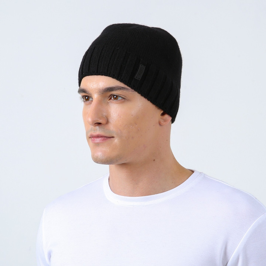 Шапка по голове мужская шерсть с кашемиром черная РОБИН 330-122, фото 3