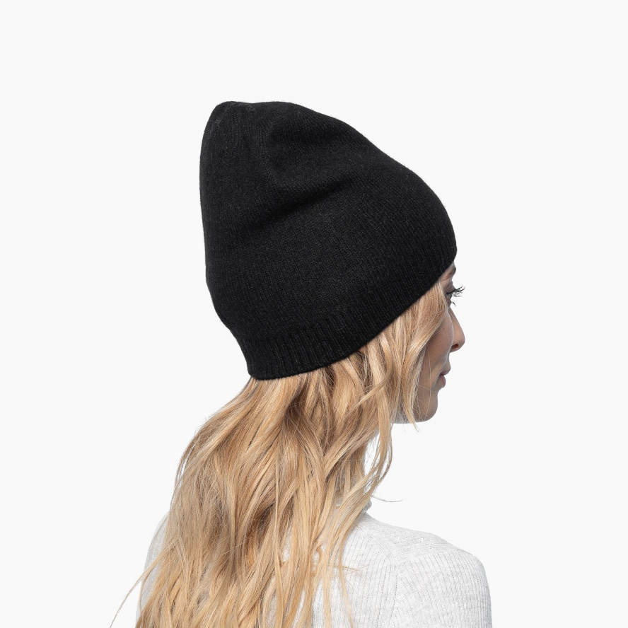 Шапка біні жіноча ангора чорна LINDA 330-559, фото 4