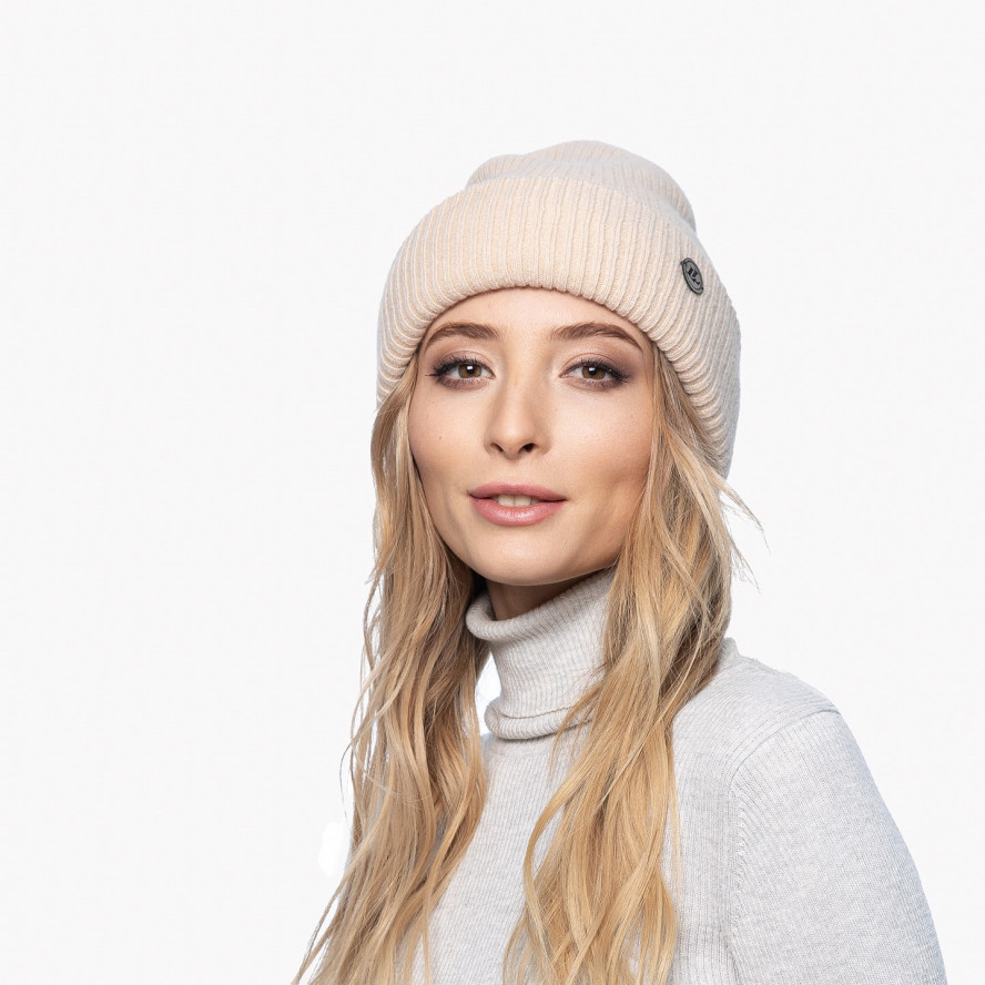 Шапка біні жіноча ангора з вовною бежева AVA 331-631, фото 3