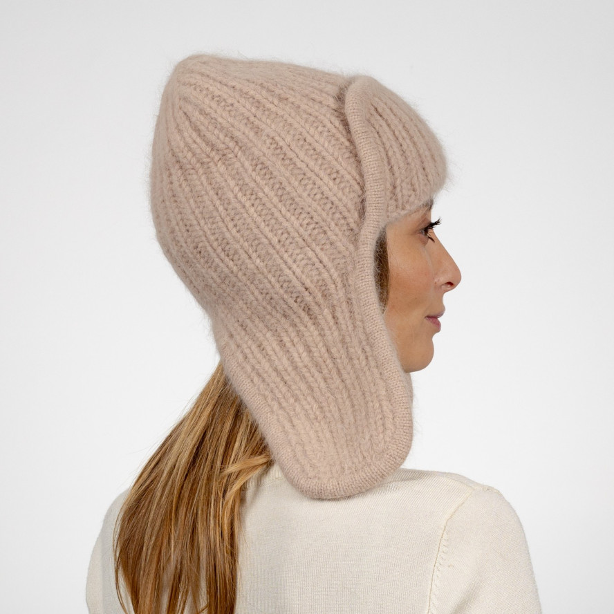 Шапка ушанка женская ангора бежевая ARINDA 542-006, фото 4