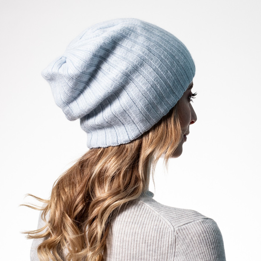 Шапка ковпак жіноча вовна блакитна LIORA 542-051, фото 4
