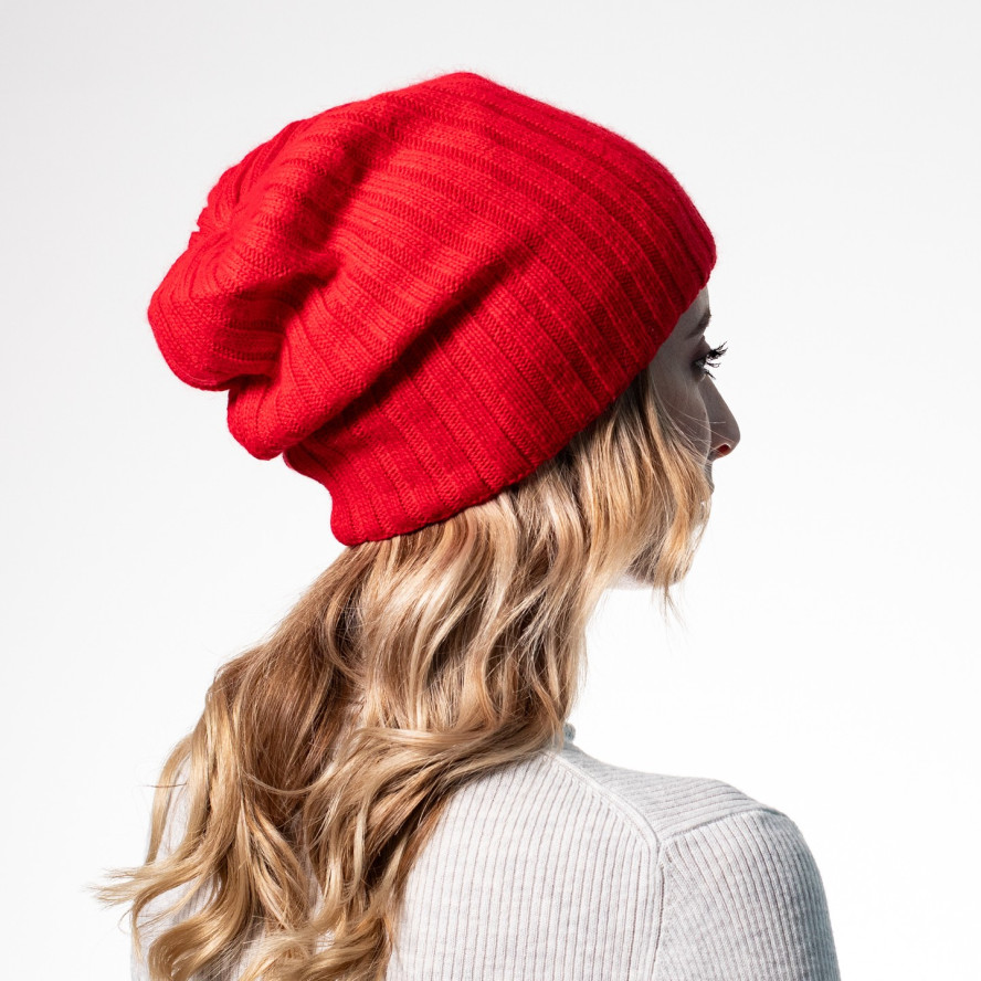 Шапка ковпак жіноча вовна червона LIORA 542-068, фото 4