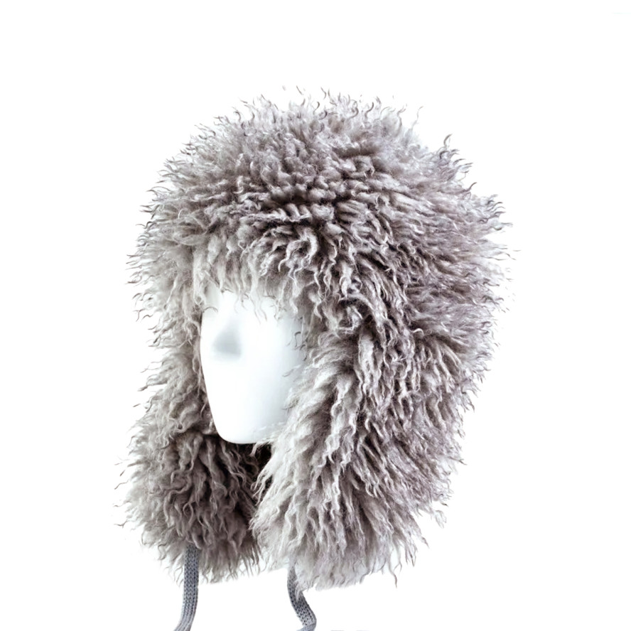 Шапка вушанка жіноча штучне хутро лама сіра ЛЕВКО 542-112, фото 1