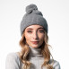 Шапка с помпоном женская акрил серая ЛУКА 542-129, фото 5