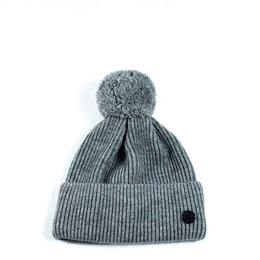 Шапка с помпоном женская акрил серая ЛУКА 542-129, фото 1
