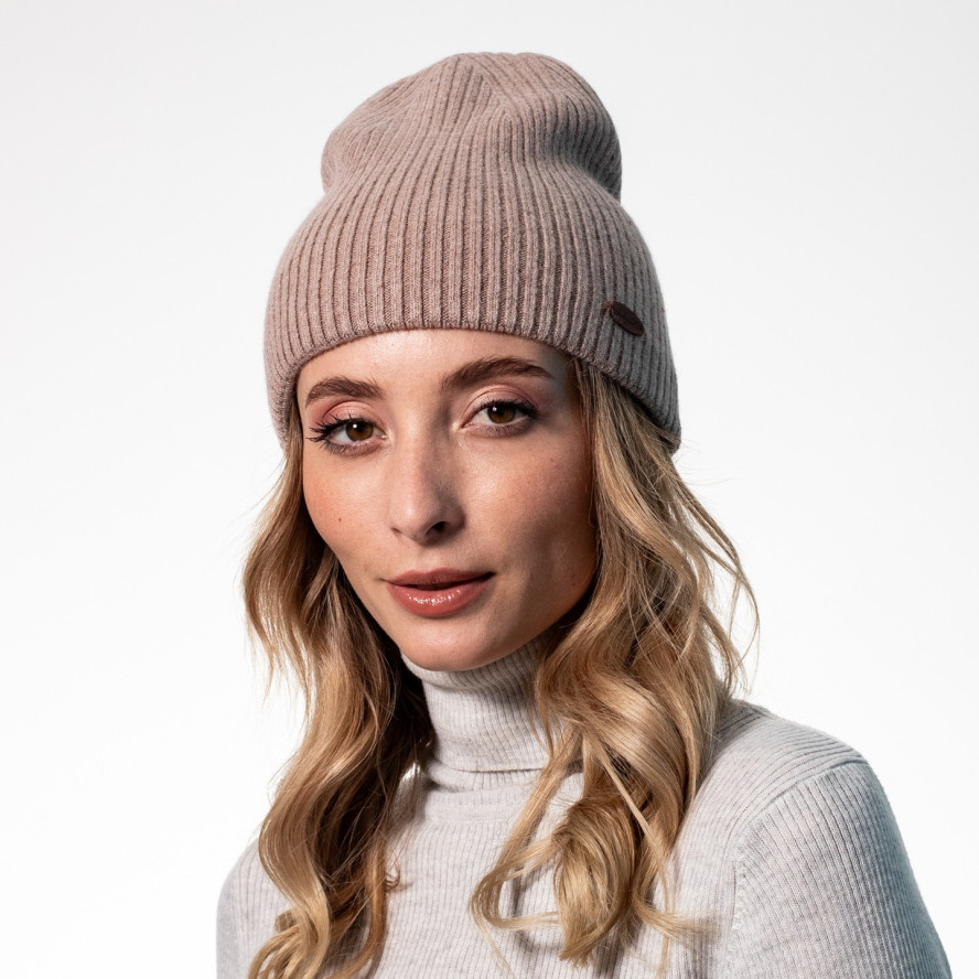 Шапка біні жіноча вовна бежева ЯРЕМА 542-167, фото 3