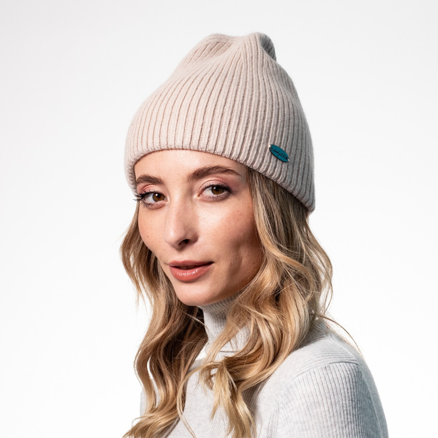 Шапка біні жіноча вовна бежева ЯРЕМА 542-174, фото 3