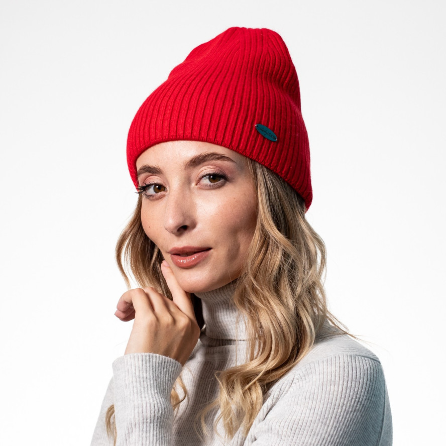 Шапка біні жіноча вовна червона ЯРЕМА 542-181, фото 3