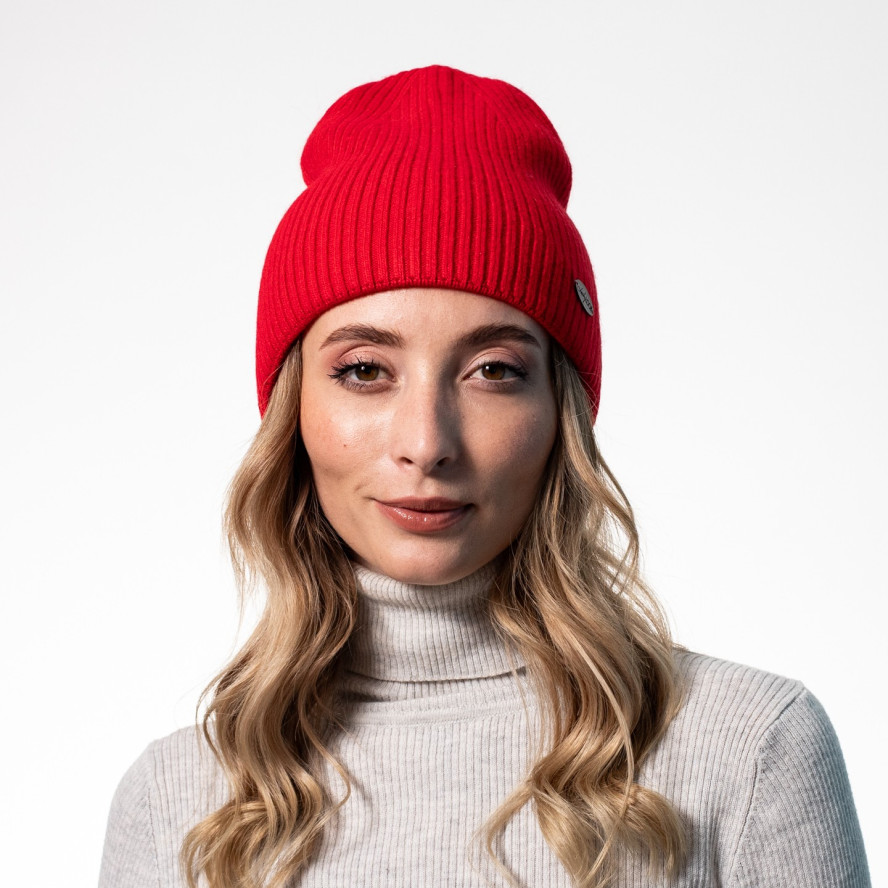 Шапка біні жіноча вовна червона ЯРЕМА 542-181, фото 4