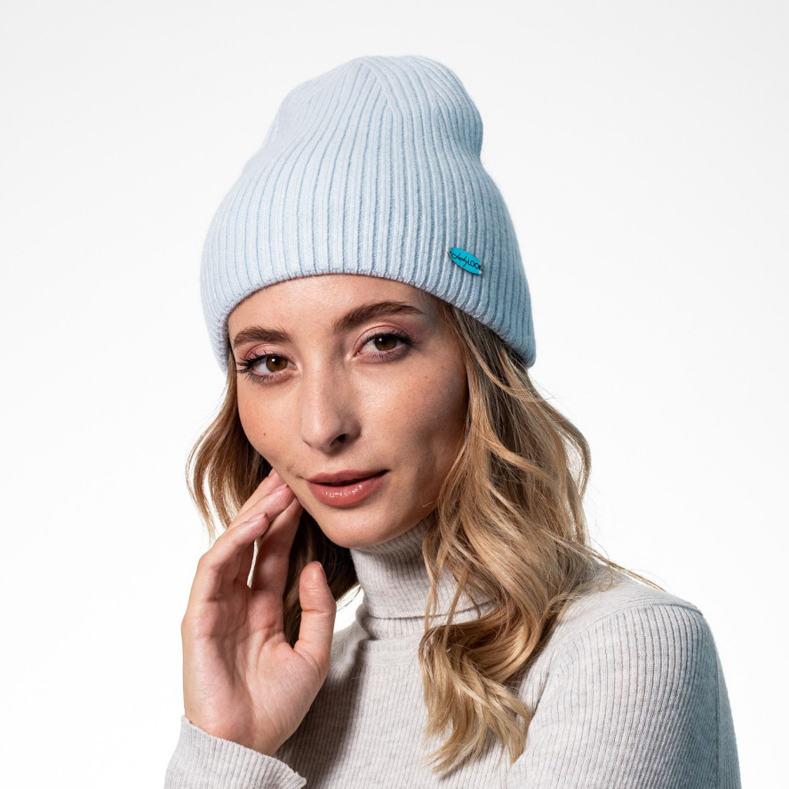 Шапка біні жіноча вовна блакитна ЯРЕМА 542-204, фото 3