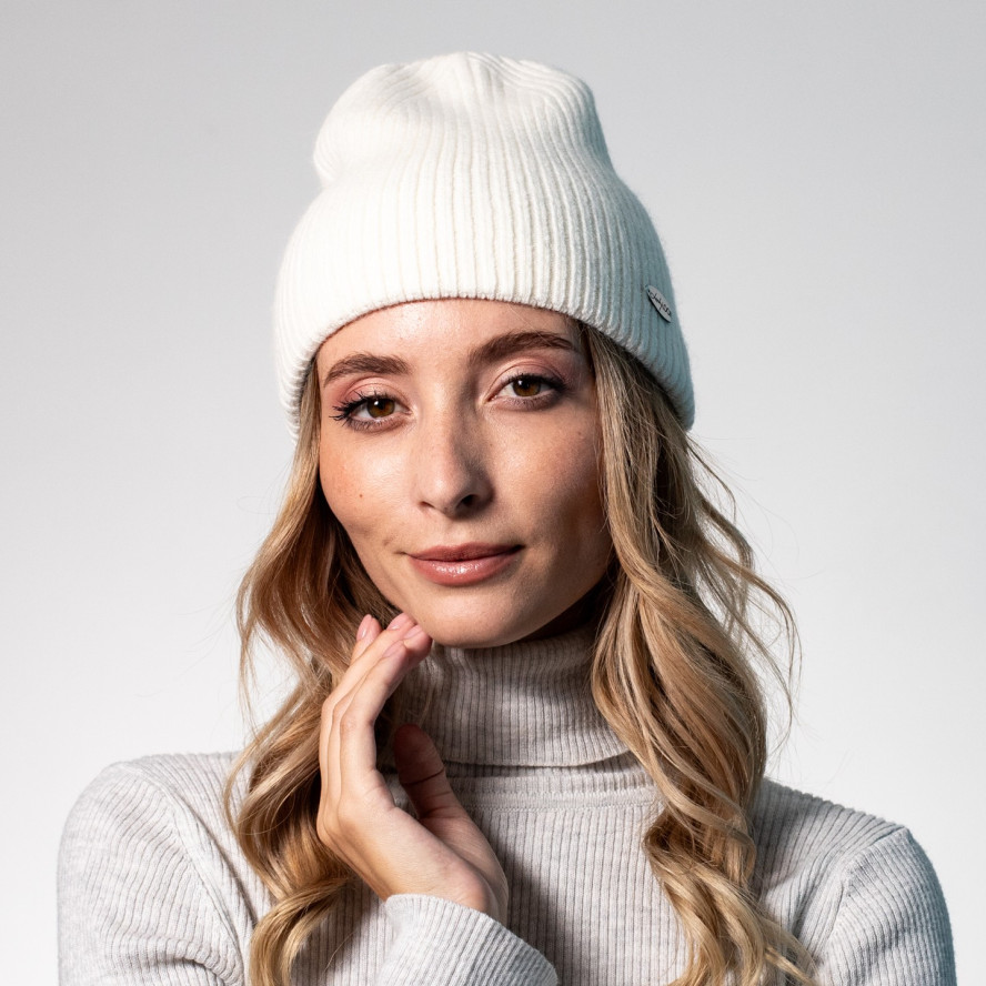 Шапка біні жіноча вовна біла ЯРЕМА 542-211, фото 4