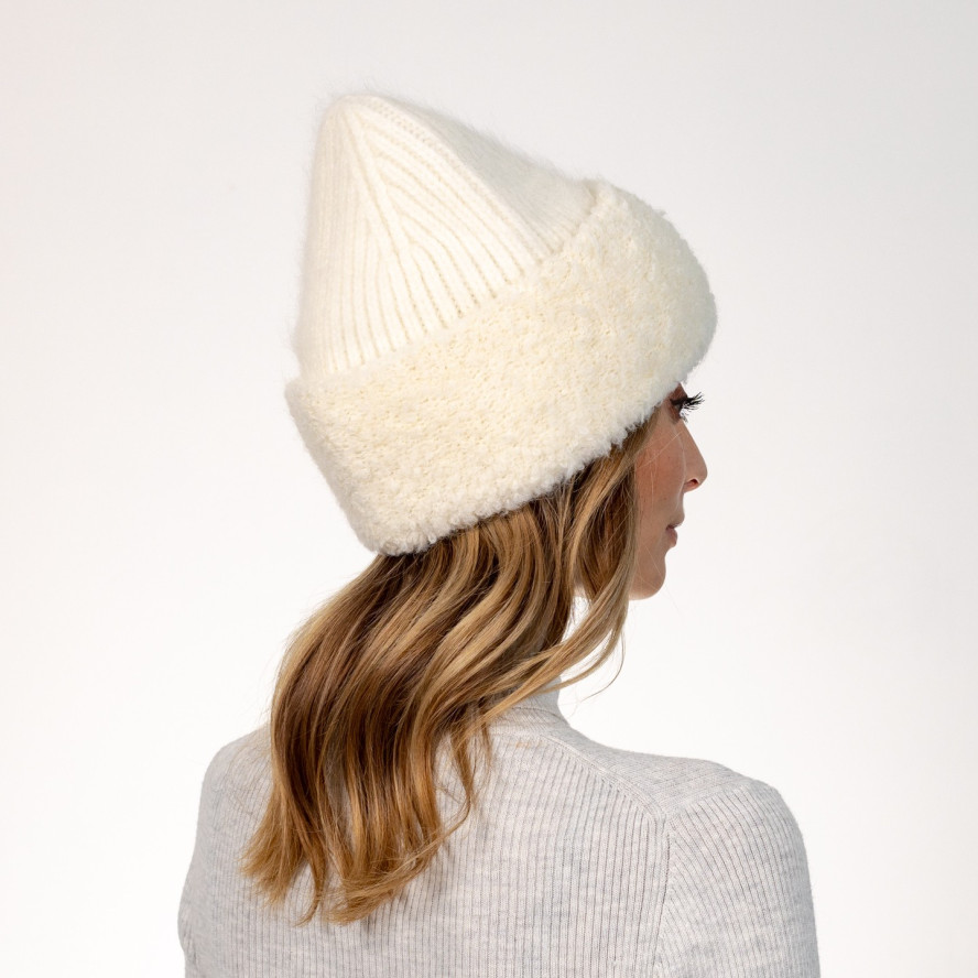 Шапка біні жіноча ангора біла ГОАР 564-398, фото 4