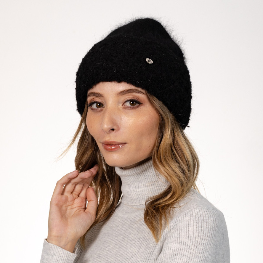 Шапка біні жіноча ангора чорна ГОАР 564-411, фото 3