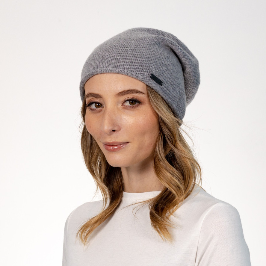 Шапка біні жіноча вовна сіра АЛІМ 564-442, фото 3