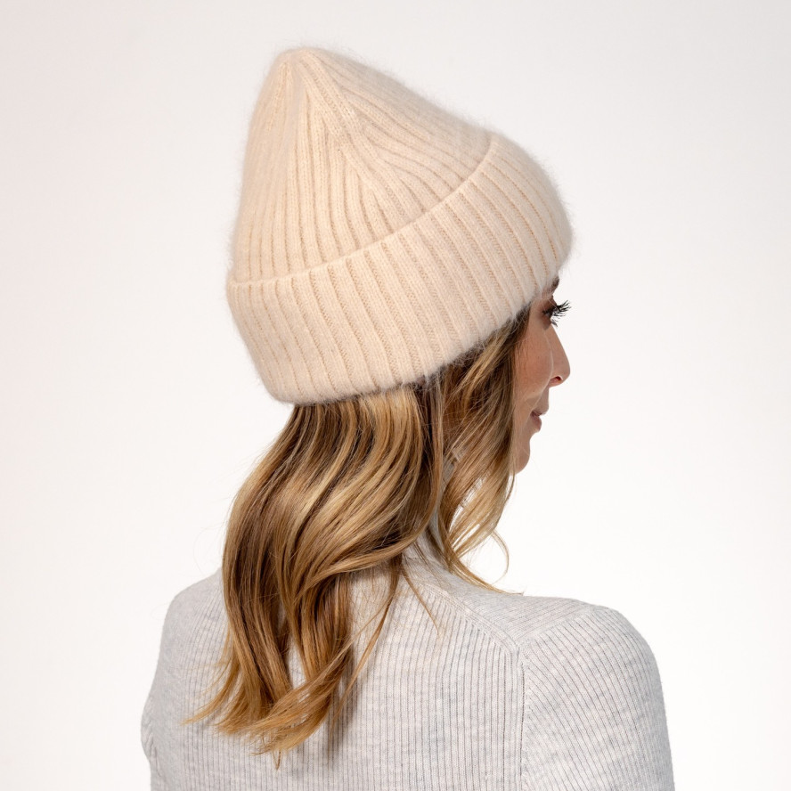 Шапка біні жіноча ангора бежева МУНА 564-466, фото 4
