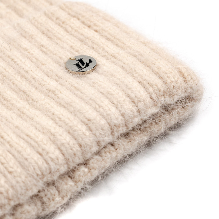 Шапка біні жіноча ангора бежева МУНА 564-466, фото 2