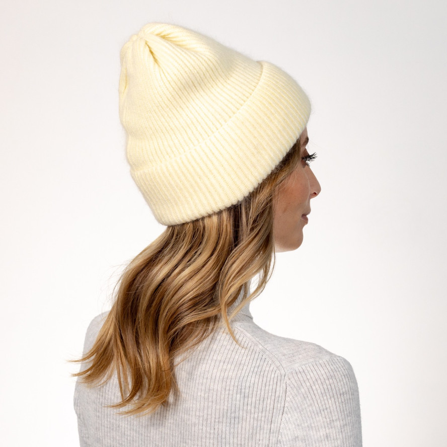 Шапка біні жіноча вовна молочна ІЛАРІЯ 564-589, фото 4