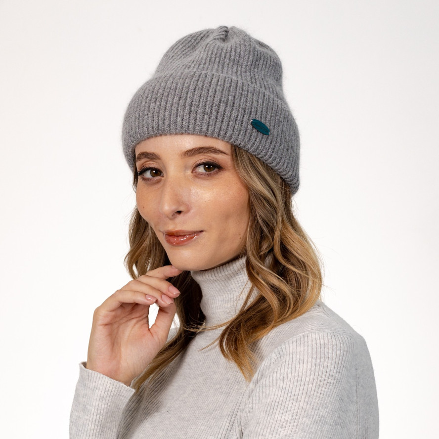 Шапка біні жіноча вовна сіра ІЛАРІЯ 564-596, фото 3