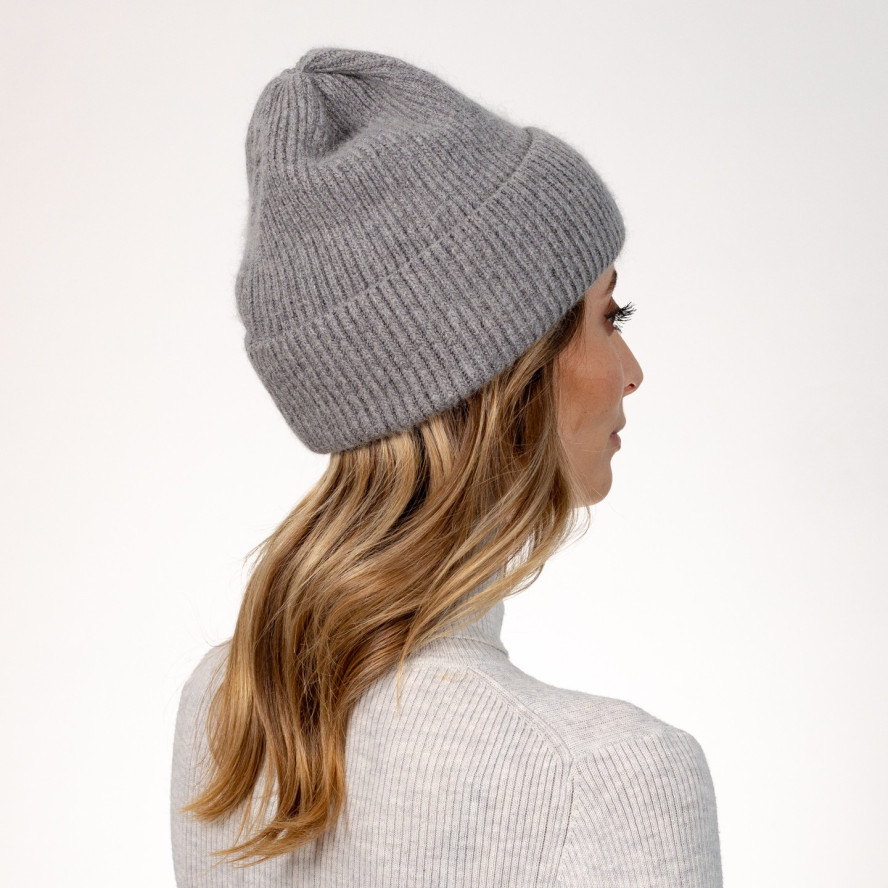 Шапка біні жіноча вовна сіра ІЛАРІЯ 564-596, фото 4