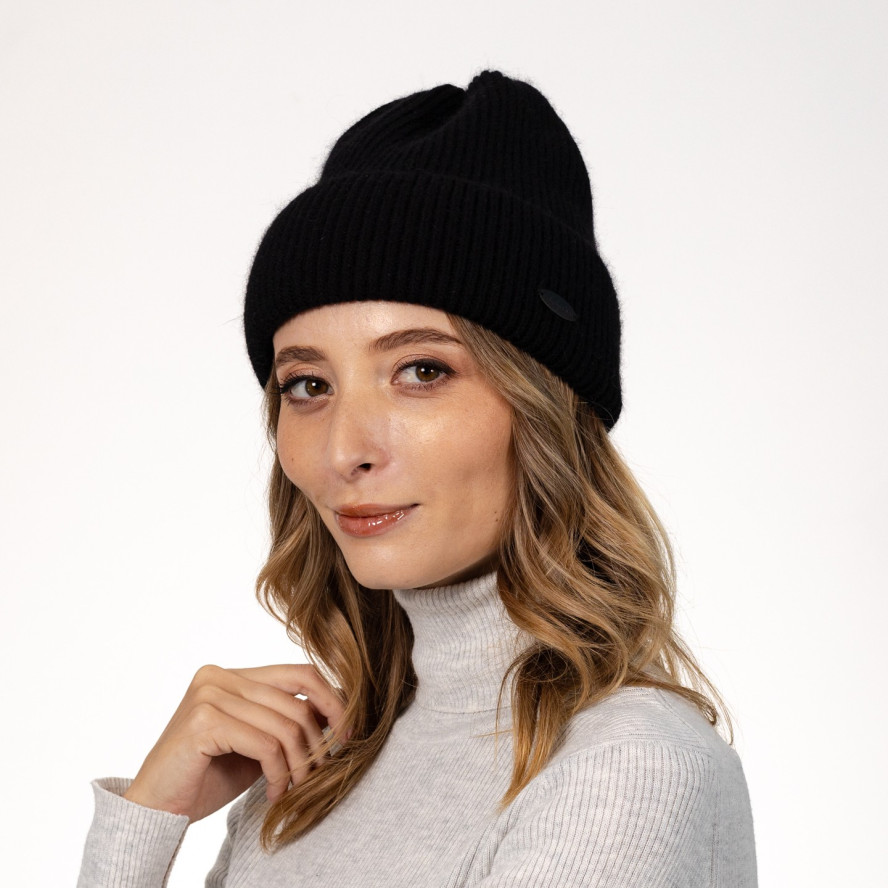 Шапка біні жіноча вовна чорна ІЛАРІЯ 564-602, фото 3