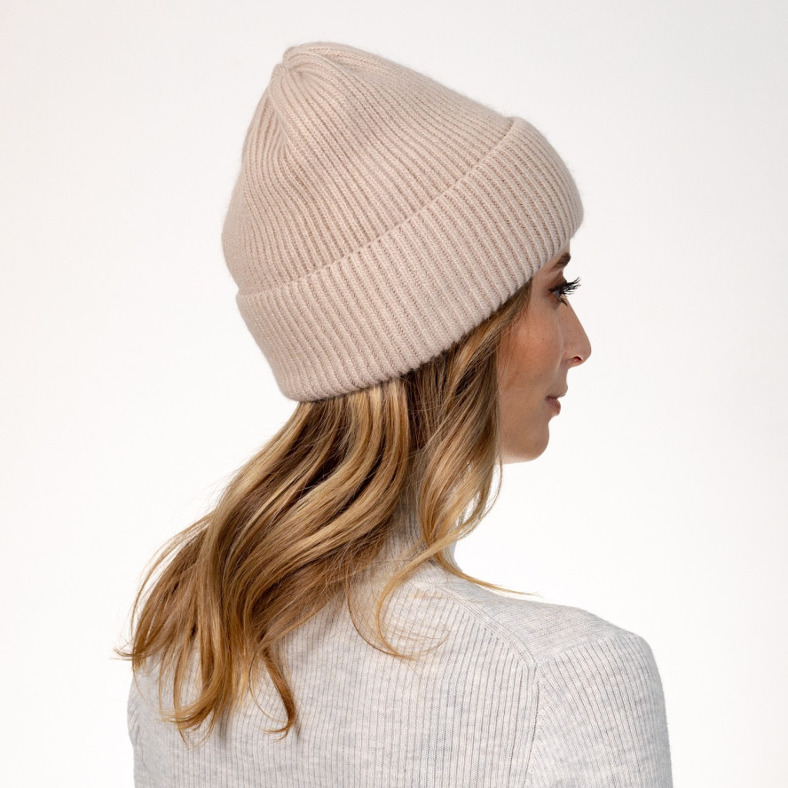 Шапка біні жіноча вовна бежева ІЛАРІЯ 564-626, фото 4