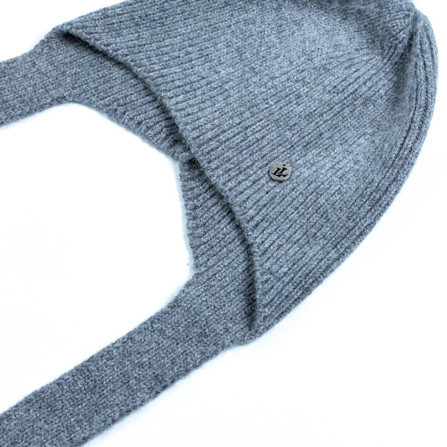 Шапка чепчик с завязками женская ангора серая МИРАЙ 564-930, фото 3