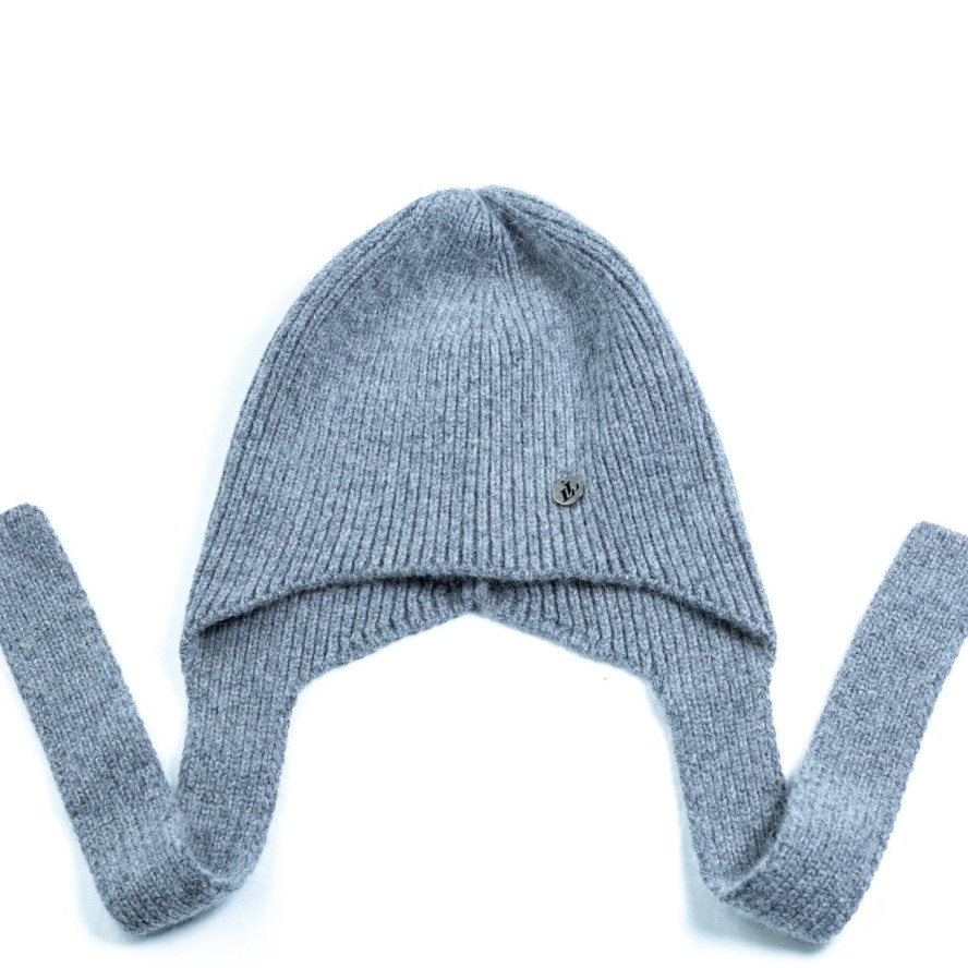 Шапка чепчик с завязками женская ангора серая МИРАЙ 564-930, фото 1