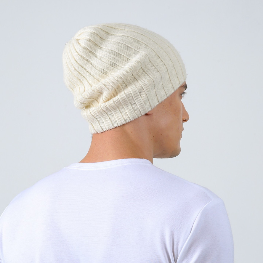 Шапка біні чоловіча вовна молочна КАМІЛЬ 565-654, фото 4