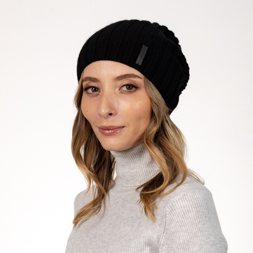Шапка біні жіноча вовна чорна КАМІЛЬ 565-654, фото 3