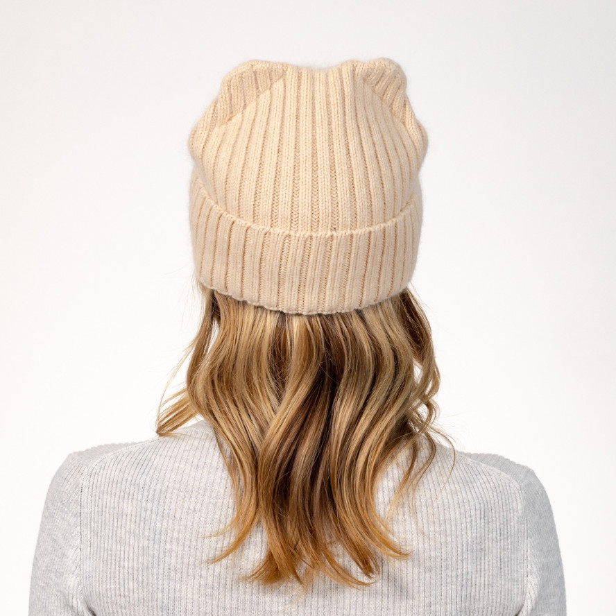 Шапка по голові з вушками жіноча віскоза з ангорою бежева НОВІЯ 565-715, фото 4