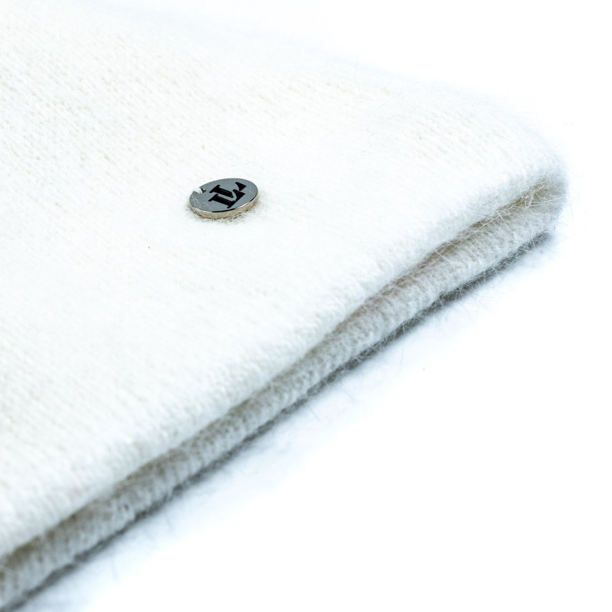 Шапка по голові з вушками жіноча ангора молочна ЛІДІЯ 565-746, фото 2