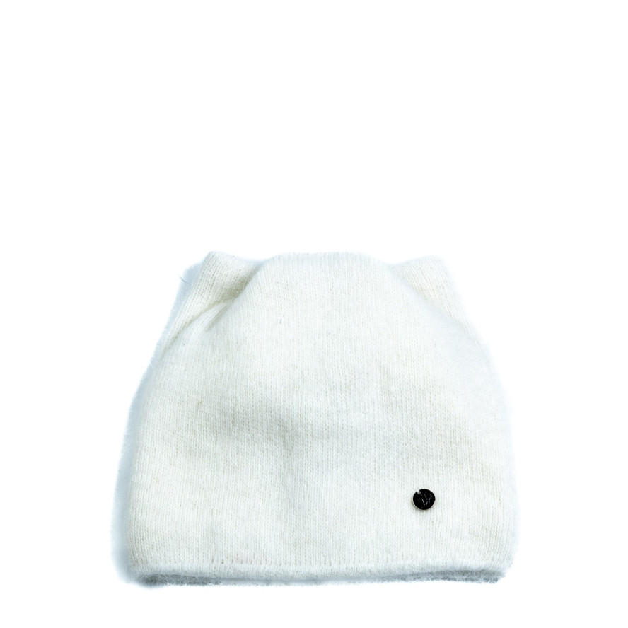 Шапка по голові з вушками жіноча ангора молочна ЛІДІЯ 565-746, фото 1