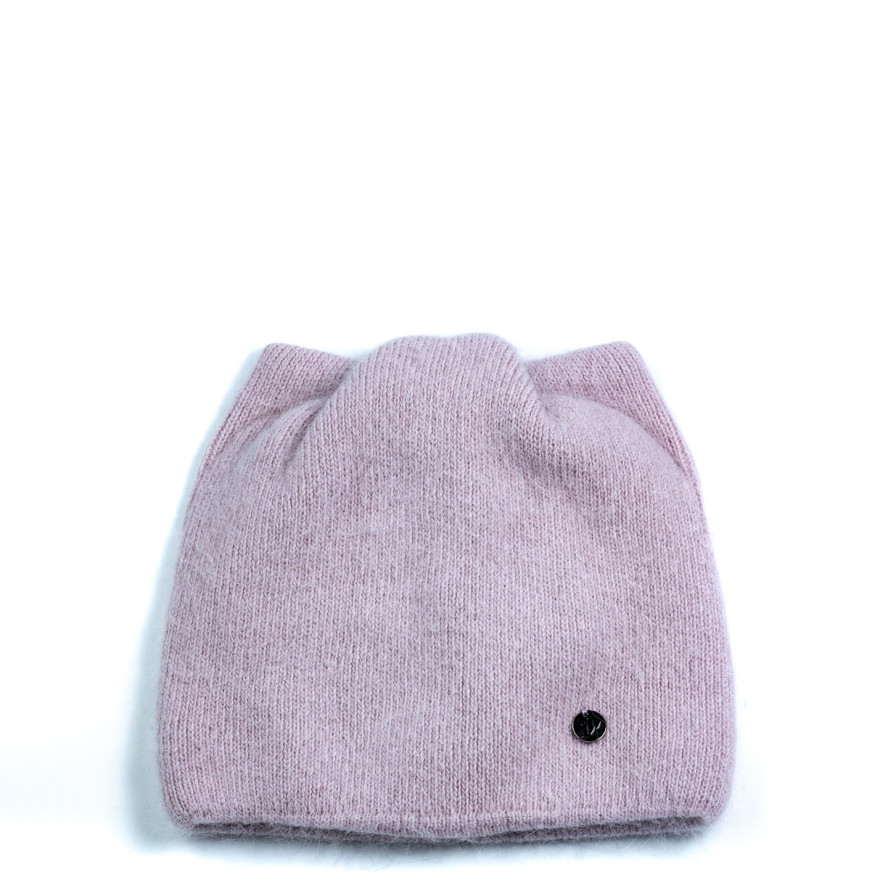 Шапка по голові з вушками жіноча ангора рожева ЛІДІЯ 565-753, фото 1