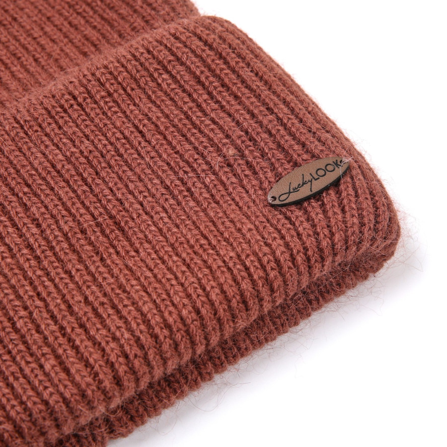 Шапка бини женская шерсть коричневая GEORGE 567-085, фото 2