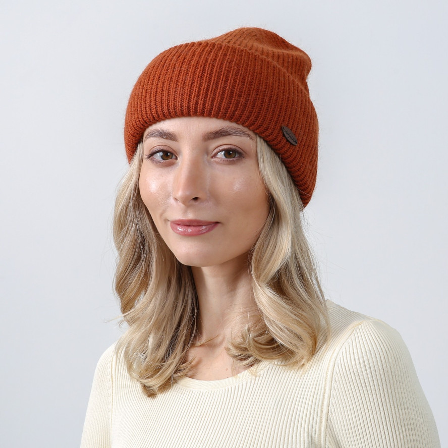 Шапка бини женская шерсть коричневая GEORGE 567-092, фото 3