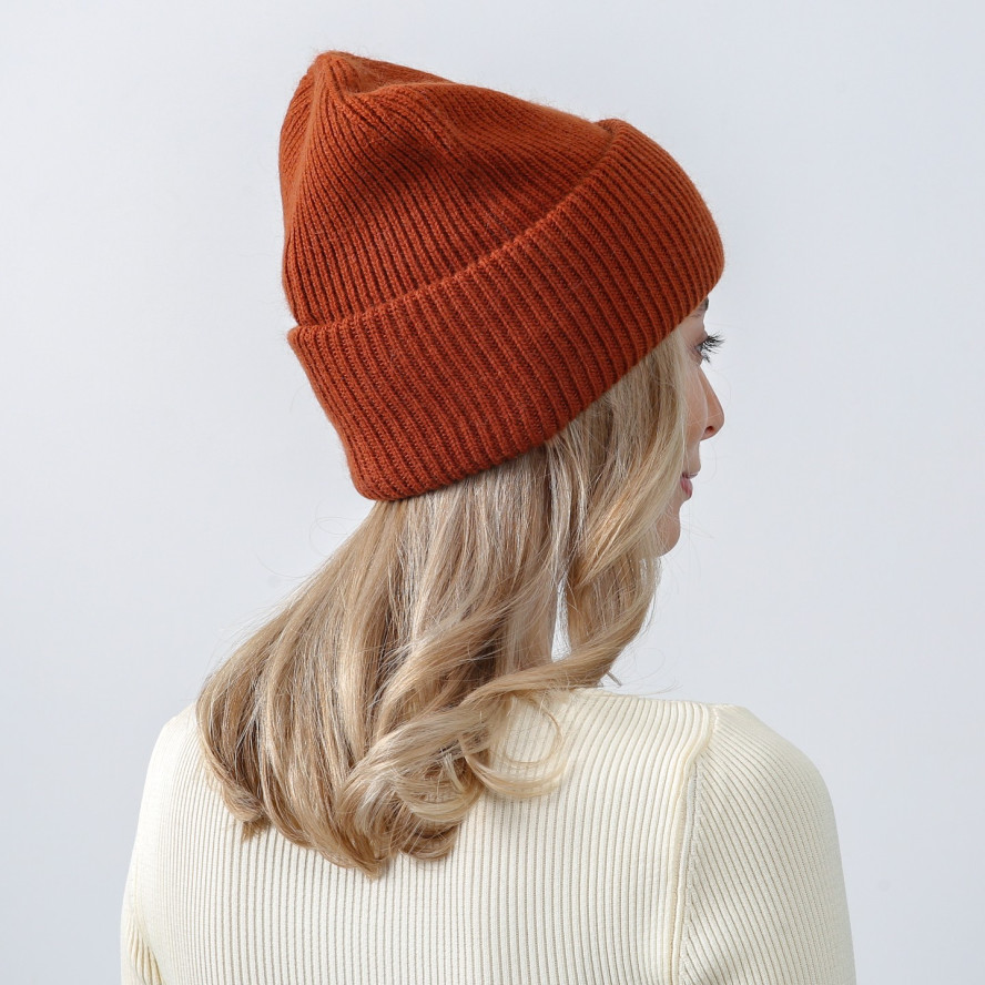 Шапка бини женская шерсть коричневая GEORGE 567-092, фото 4