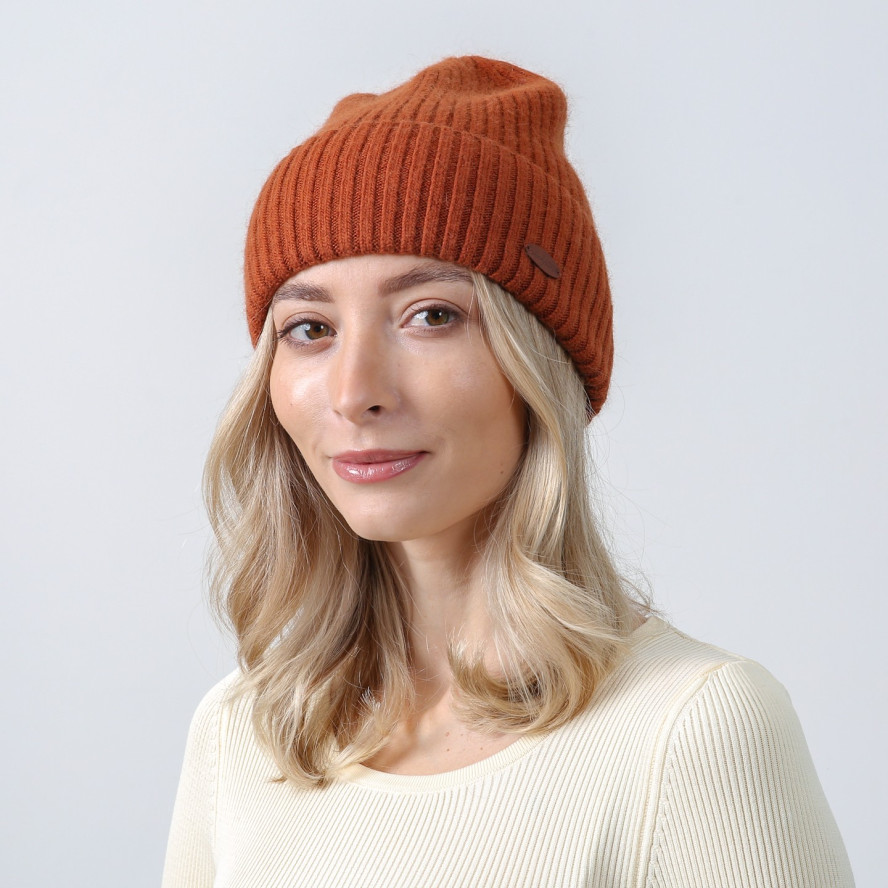 Шапка біні жіноча вовна коричнева FREDERICK 567-115, фото 3