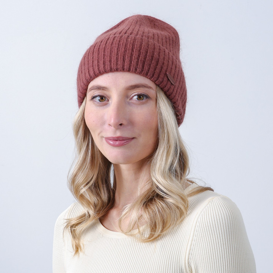 Шапка бини женская шерсть коричневая FREDERICK 567-122, фото 3