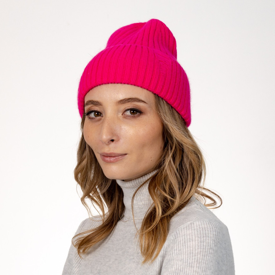 Шапка біні жіноча віскоза з ангорою рожева АРІЕЛЬ 570-535, фото 3