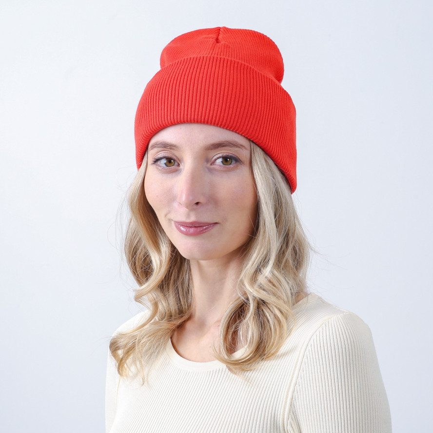 Шапка біні жіноча бавовна помаранчева FREYA 573-123, фото 3