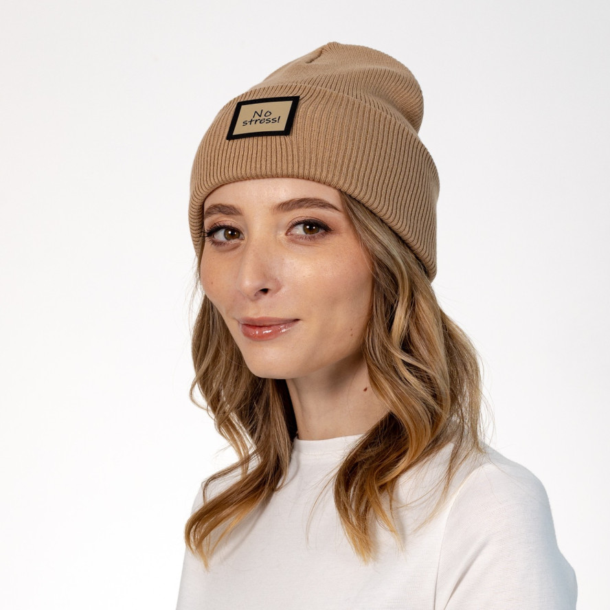 Шапка біні жіноча бавовна бежева ДОННА 573-314, фото 3