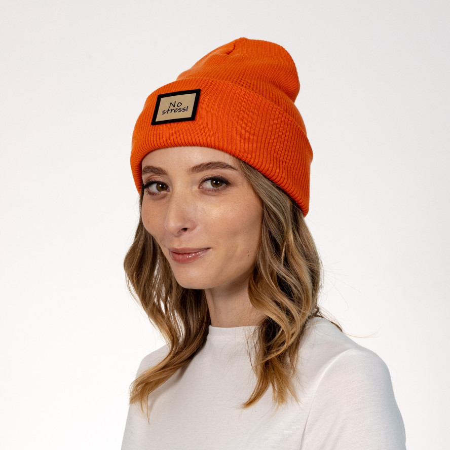 Шапка біні жіноча бавовна помаранчева ДОННА 573-345, фото 3