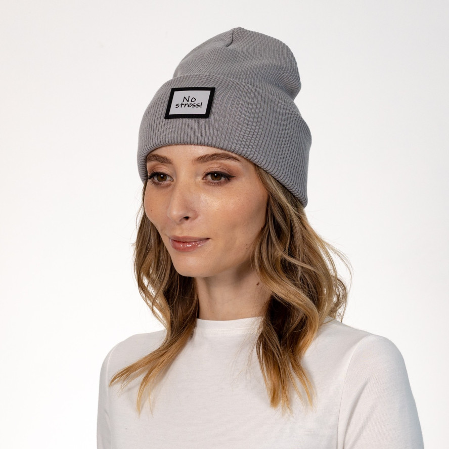 Шапка біні жіноча бавовна сіра ДОННА 573-390, фото 3