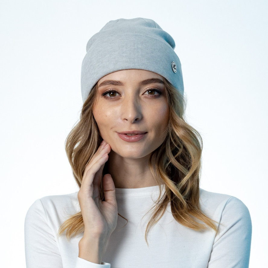 Шапка біні жіноча віскоза сіра RUTH 573-932, фото 4