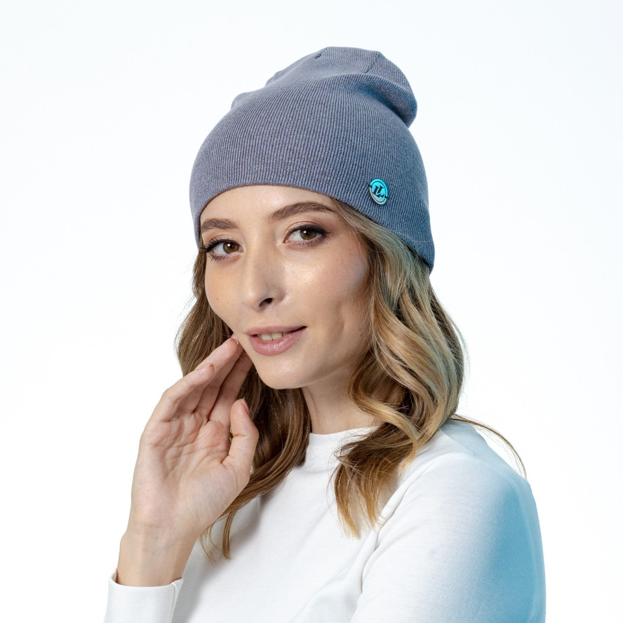 Шапка біні жіноча віскоза сіра NOELLA 573-956, фото 3