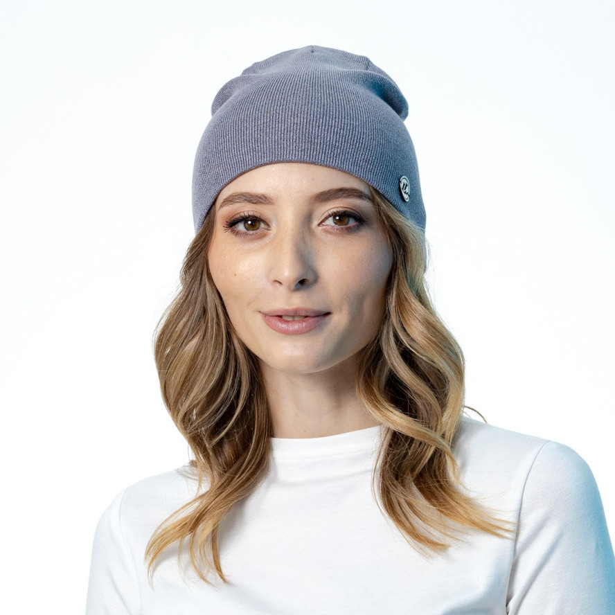 Шапка біні жіноча віскоза сіра NOELLA 573-956, фото 4