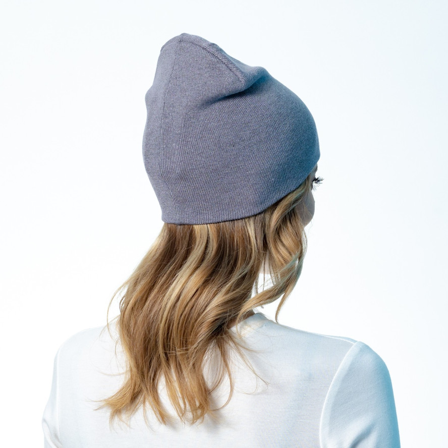 Шапка біні жіноча віскоза сіра NOELLA 573-956, фото 5